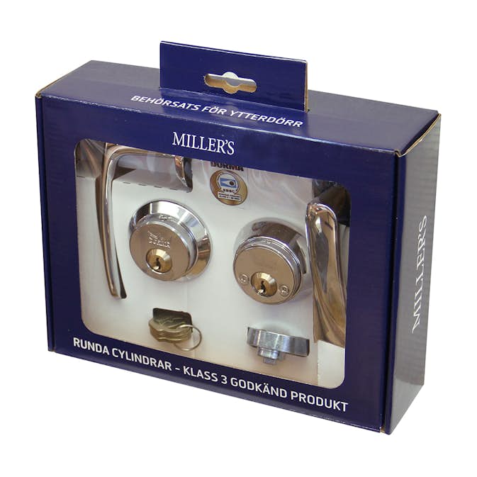 Behörssats Millers för ytterdörr Rund Krom